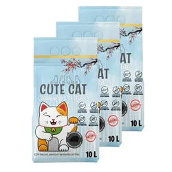 3 * CuteCat - חול מתגבש 10ל׳ עם קרבון פעיל (30ל׳)