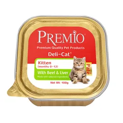 Premio - שימורי פטה לחתלתולים בטעם בקר וכבד  גרם 100