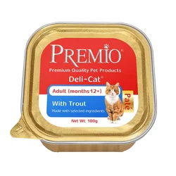 Premio - שימורי פטה לחתולים בוגרים בטעם דג פורל  גרם 100