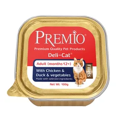 Premio - שימורי פטה לחתול בוגר בטעם עוף ברווז וירקות גרם 100