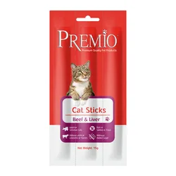 Premio - חטיף מקלוני בשר לחתול בוגר בטעם בקר וכבד 15 גרם