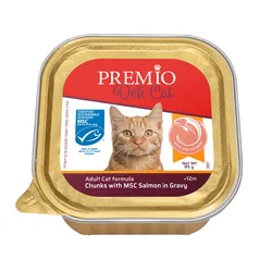 Premio - שימורי מזון מלא 95 גרם לחתול בוגר בטעם סלמון ברוטב