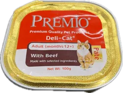 Premio - שימורי פטה לחתול בוגר בטעם בקר  גרם 100